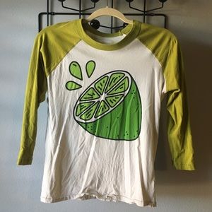 Big bud press 3/4 sleeve raglan tee in lime, size P